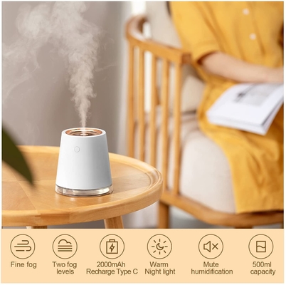 Nawilżacz USB LED Mini Cool Mist 500 ml 2000 mah Akumulator 2 w 1 nawilżacz